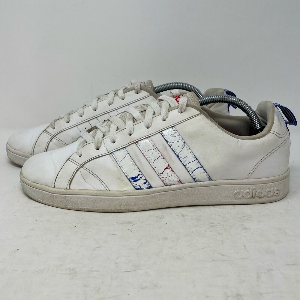 Adidas VS Advantage White Leather Sneakers Distressed Mens Size 9.5